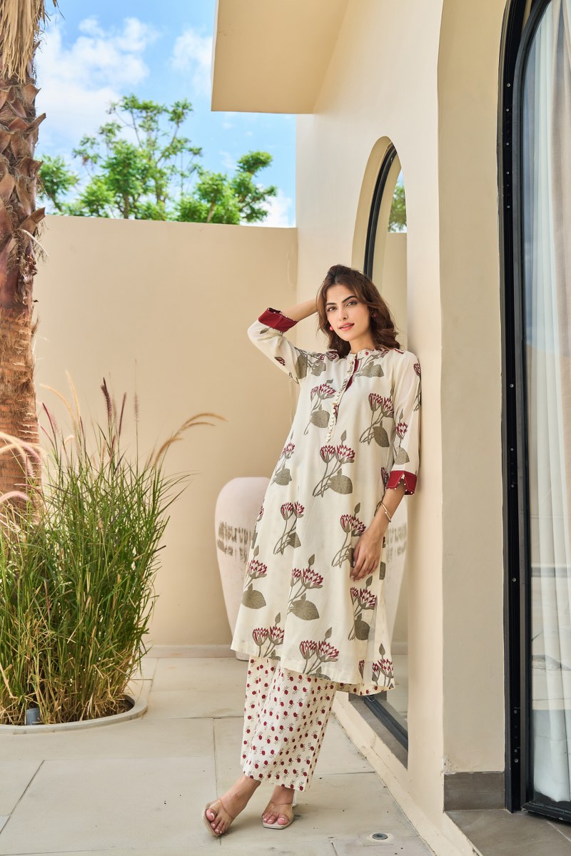 Cotton Kurti Pant Set for Women, Floral Printed Kurta with Straight Pants, M to XXL