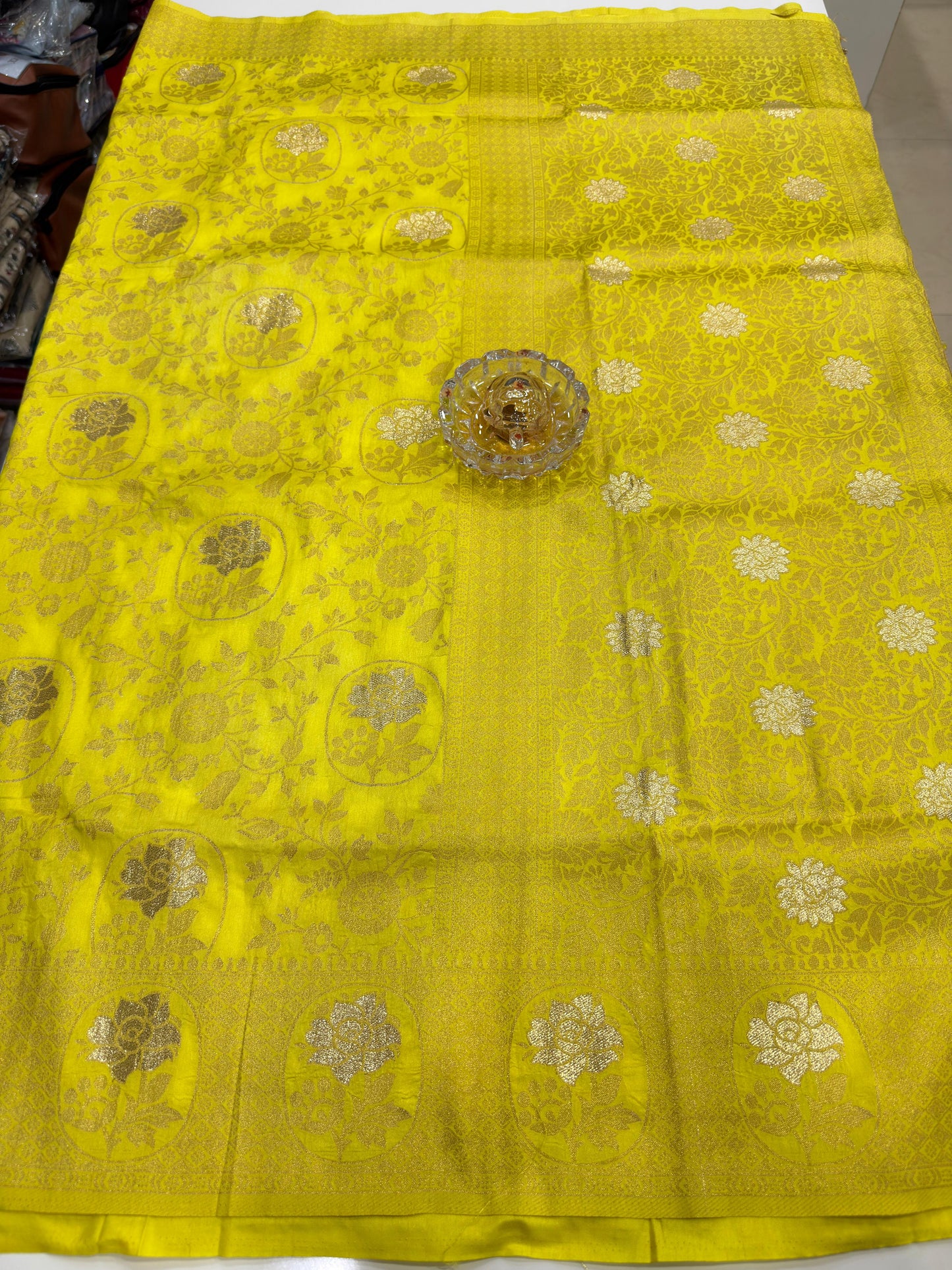Soft Dola Silk Meenakari Woven Saree with Rich Pallu, Zari Floral Border and Tassels for Women