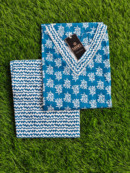 Summer Cotton Kurti Pant Set for Women with Vibrant Prints and Relaxed Fit
