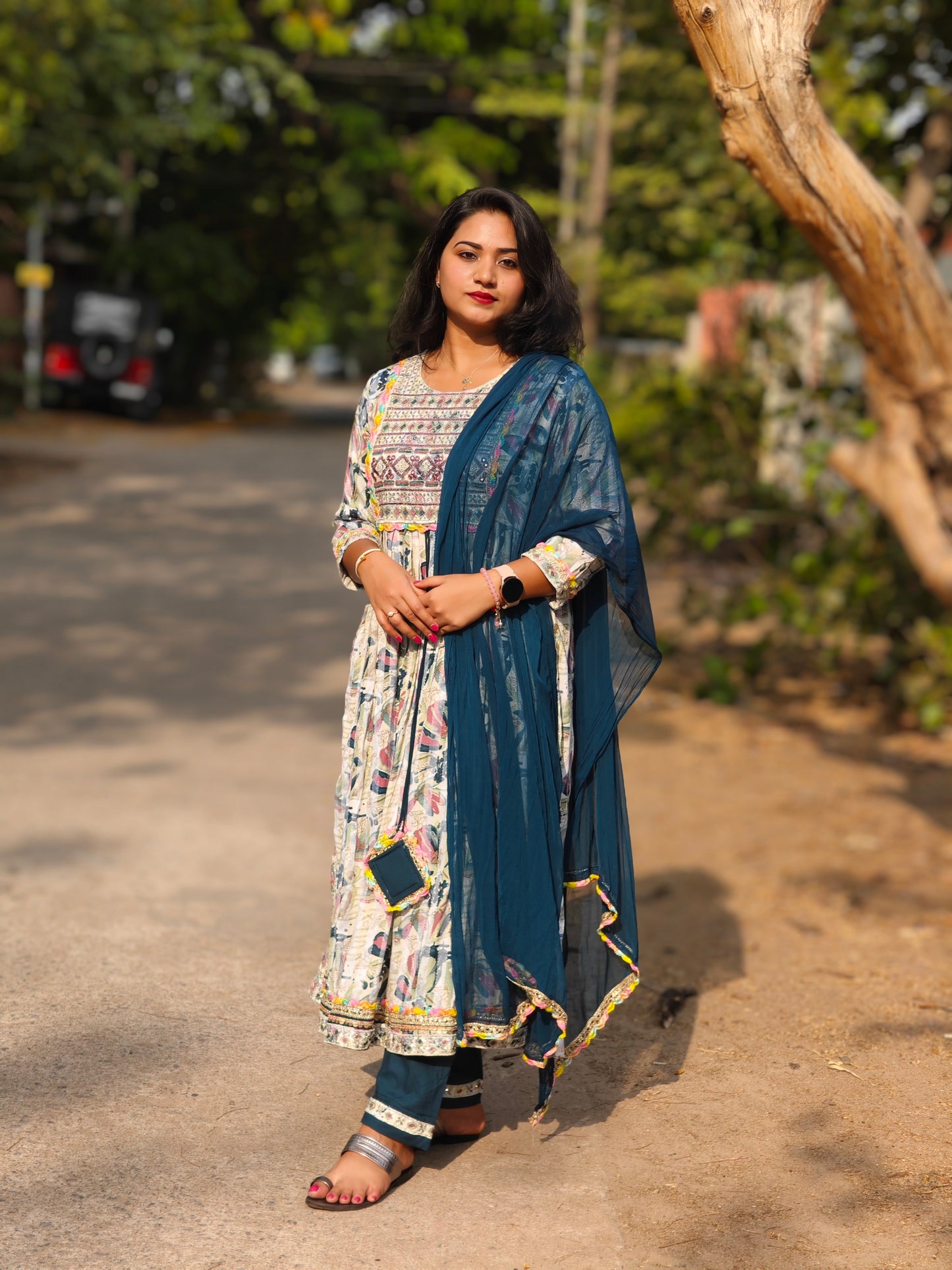 Heavy Rayon Printed Kurta Pant Dupatta Set with Embroidery for Women – Sizes M to XXL