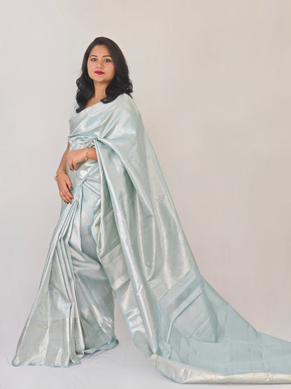 Pure Silk Handloom Saree for Women with Silver Zari – Lightweight, Silk Mark Certified