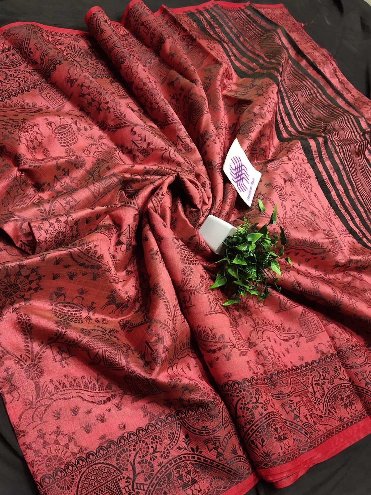 Semi Desi Tussar Silk Saree - Mani's Fashions