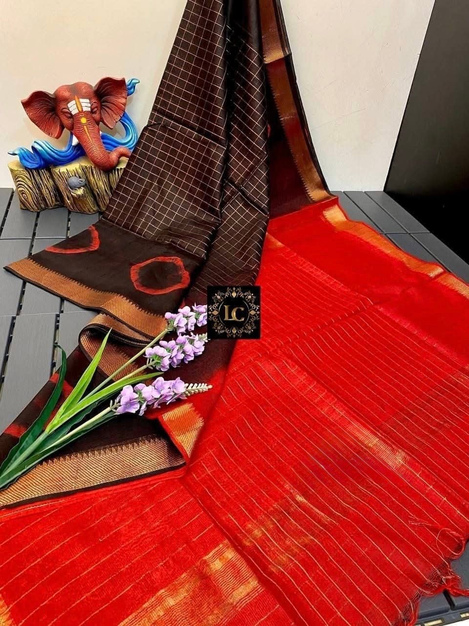 Semi Mangalgiri Silk Saree Shibori Print - Mani's Fashions