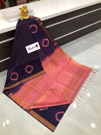 Semi Mangalgiri Silk Saree Shibori Print - Mani's Fashions