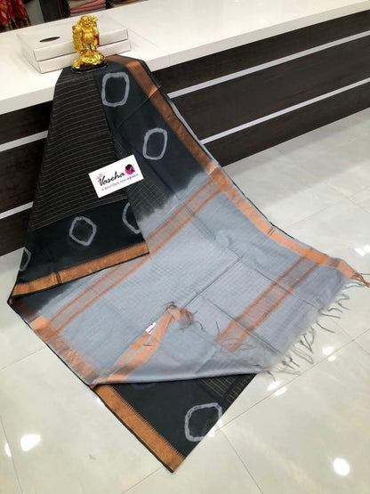 Semi Mangalgiri Silk Saree Shibori Print - Mani's Fashions